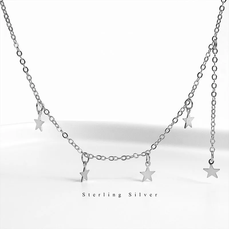 ElfoPlataSi, 925 пробы, серебряное, минималистичное, геометрическое, яркая звезда, колье, ожерелье для женщин, мода 925, ювелирное изделие, Богемия, подарок, D498