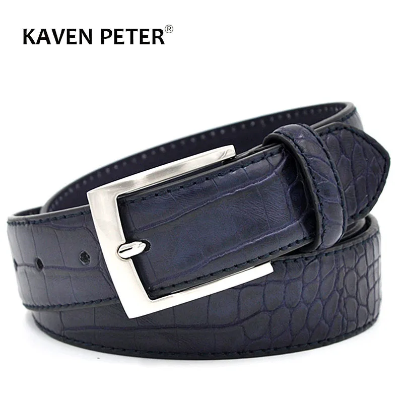 

Men Faux Alligator Pattern Designer With Three Colour Choose Split Leather Lining Material Crocodile Belt Free Shipping