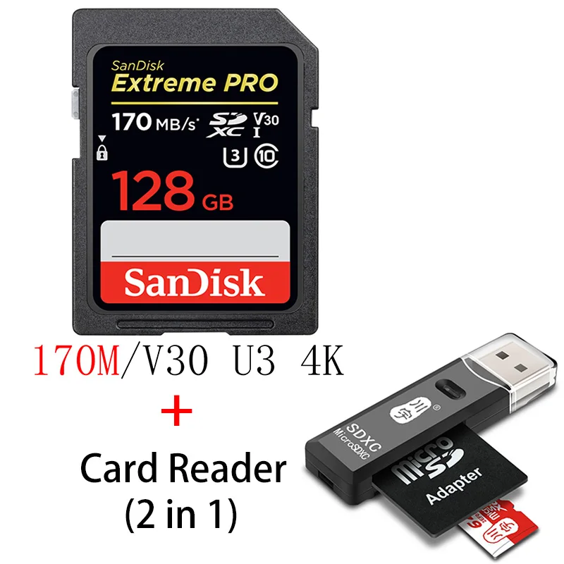 SDXXY-128G-C296 SanDisk Extreme Pro/Ultra sd-карта 32 Гб 128 Гб 64 Гб 256 ГБ 512 ГБ 16 ГБ U3/U1 карта памяти 32 64 128 ГБ флеш-карта SD память SDXC SDHC - Емкость: SDXXY-128G-C296