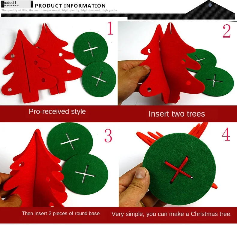 Mini Fake Christmas Tree Kids DIY Craft Xmas Festive Party Table Decoration Tree Non Woven Felt Table Ornament Decor Christmas