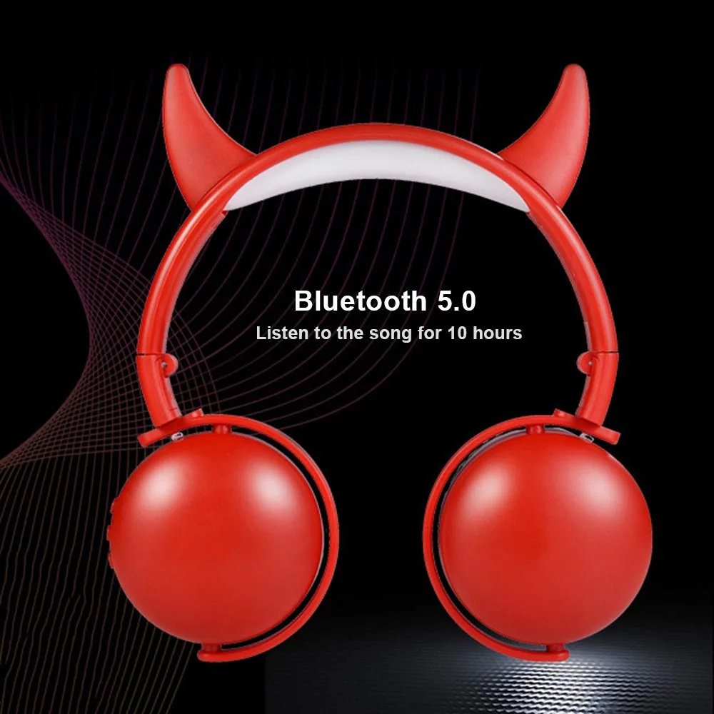 Милые кошачьи наушники Bluetooth 5,0 для девочек, детские наушники, Беспроводная складная стереогарнитура с глубоким басом, гарнитура с микрофоном