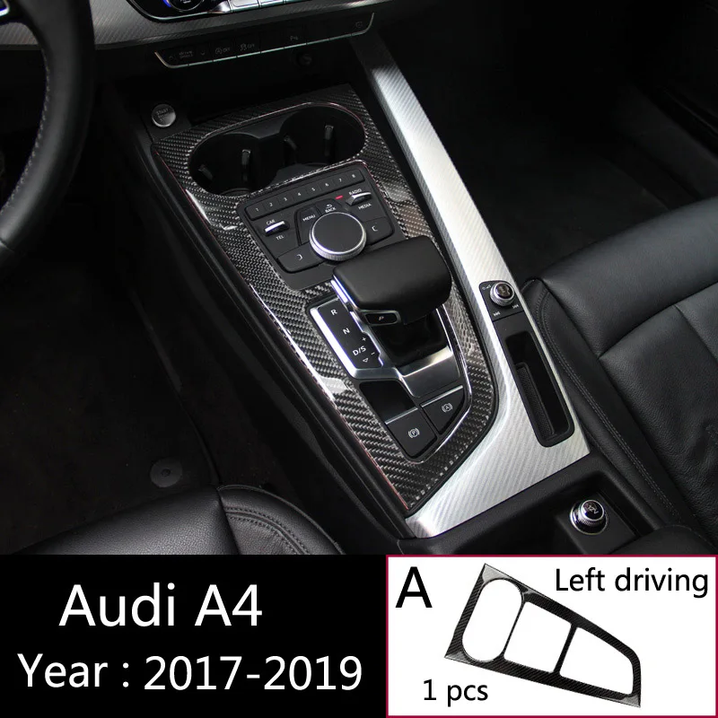 Углеродное волокно для Audi A4 B9 S5-19 автомобильные аксессуары управление автомобилем коробка переключения передач Панель рамка держателя стакана воды полоса крышка отделка - Название цвета: Left hand drive