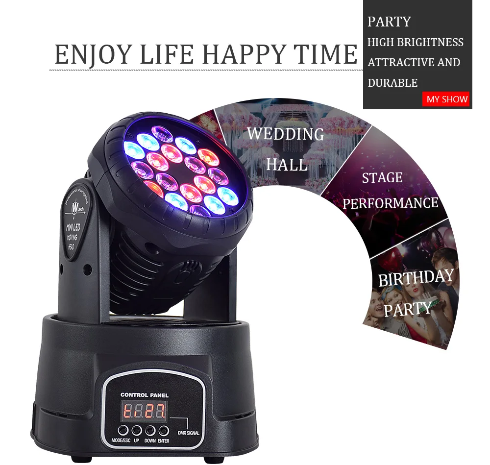Высокое качество Мини мойка dj вечерние светильник s rgb 18x3 Вт движущаяся головка светильник с 13 канальным DMX-512 идеально подходит для сцены светильник ing 10 шт./лот