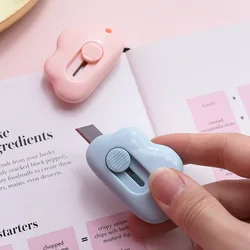 Mini faca de cortar papel portátil, faca fofa de cor sólida com lâmina de barbear para crianças cortador de papel de escritório e escola