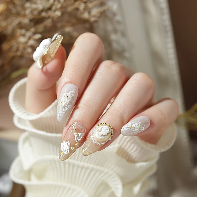 opvise Metal Nail Ornament Gold Color Heart Leaf Crown Flower Thin Flake 3D  Metallic Manicure Decoration Jewelry Nail Accessories - Walmart.com