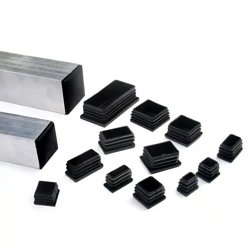 4 x Black Plastic Blanking End Tube Caps Inserts Plug Bung Rectangle 30mm x 15mm