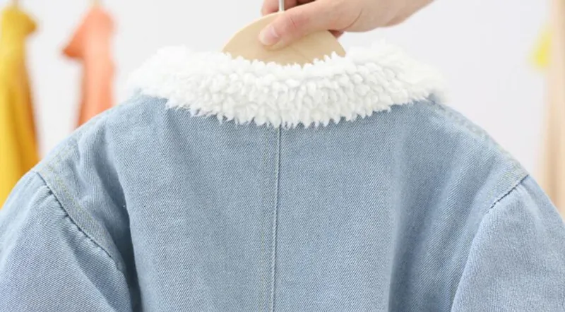 Зимняя детская джинсовая куртка для девочек верхняя одежда для детей детская одежда, утепленное вельветовое пальто для холодной зимы для девочек возрастом от 1 года до 7 лет