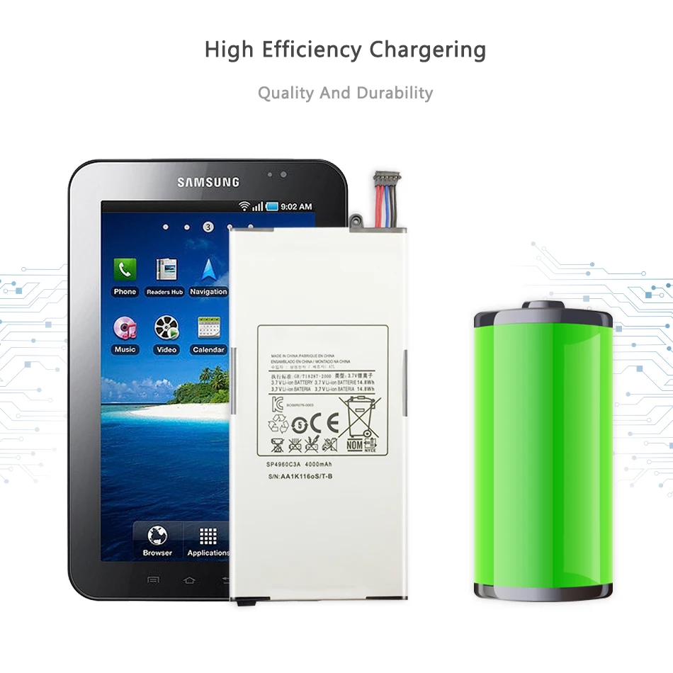 Планшетный литий-полимерный аккумулятор для samsung Galaxy Tab P1000 P1010 GT-P1000 сменный аккумулятор 4000 мАч SP4960C3A
