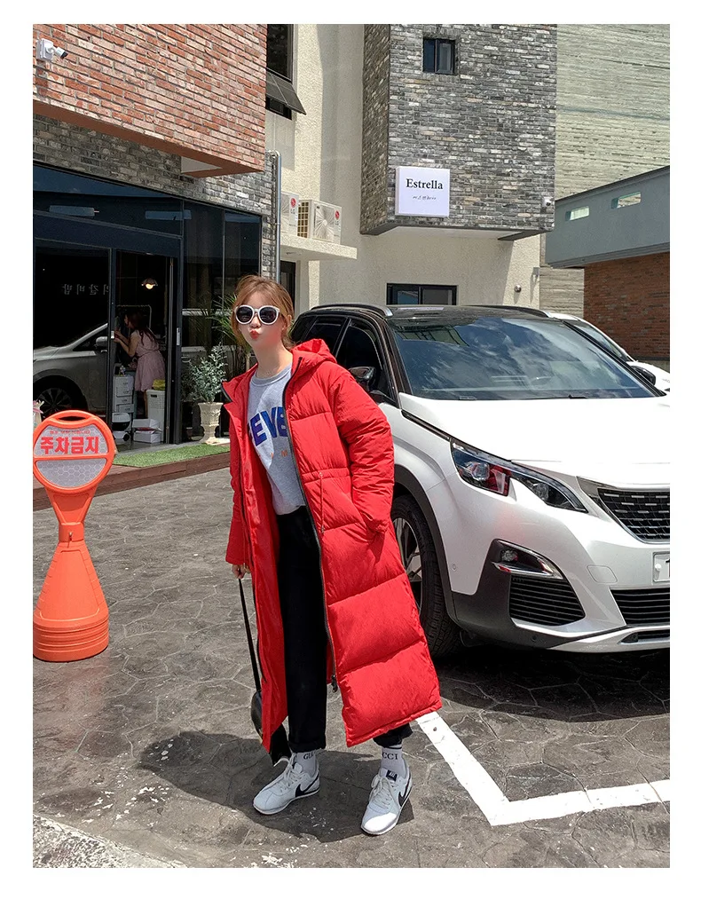 Winter New Style Korean-style Slimming Slim Fit Drawstring Cotton Coat Women's Long over-the-Knee Thick Warm Coat Fashion W