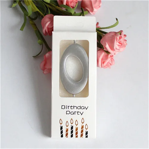 silvery 0 Золотые серебряные розы цифровые свечи на день рождения счастливое украшение для именинного торта Baby Shower свадебные подарки на день рождения украшения торта - Цвет: silvery 0