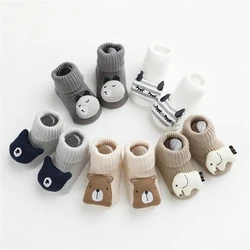 Chaussettes antidérapantes en coton pour bébé, motif Animal de dessin animé, chaussettes d'automne et d'hiver pour nouveau né, pour enfant, garçon et fille 