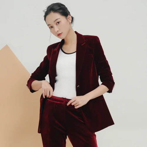 Wine red single coat Блейзер Feminino Весна и осень высокого класса размера плюс Женский приталенный костюм женское пальто деловой маленький костюм Топ - Цвет: Wine red single coat