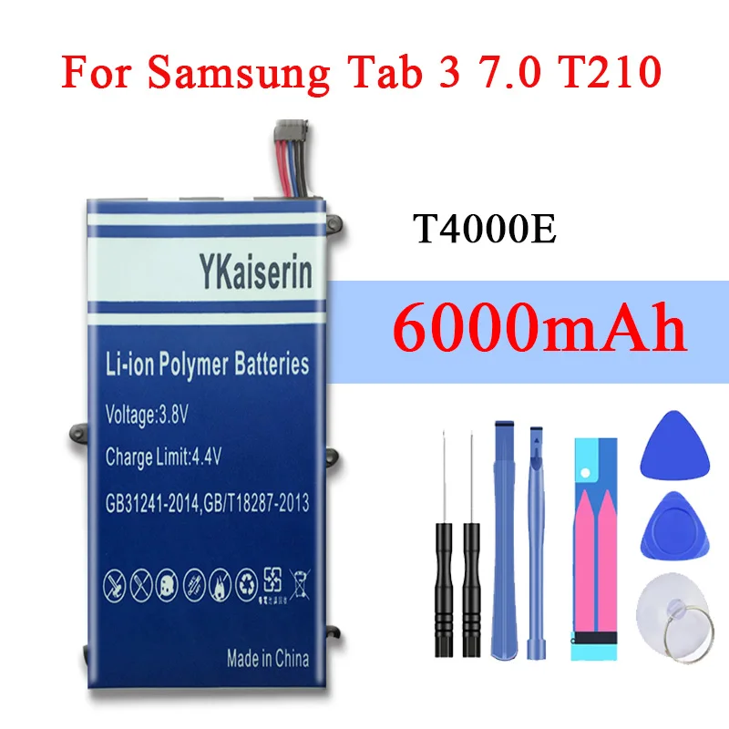 Ykaiserin 6000 мА/ч T4000E батарея для Samsung Galaxy Tab Tablet 3 7 0 T211 T210 T215 T210R T217A SM-T210R T2105 P3210 P3200 |
