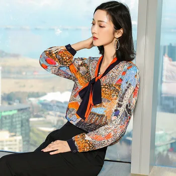 

floral silk blouses ladies office sexy fashion casual orange boho shirts tops 2019 summer for women plus size free shipping