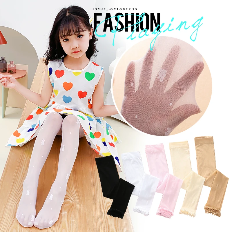 Girls Pants Summer Ultra thin Transparent Rabbit Pantyhose Ankle-length
