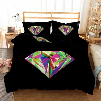 

Diamond Bedding Set Doona Bedroom Decor Hypoallergenic Quilt Cover Black Background 1PC Duvet Cover Pillowcase Dropship