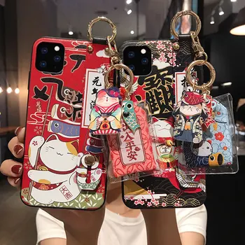 

New Lucky Cat Wrist Strap Case for iphone11promax/11pro/11/XS Max/XS/XR/X/7plus/8plus/7/8/6plus/6s plus/6/6s
