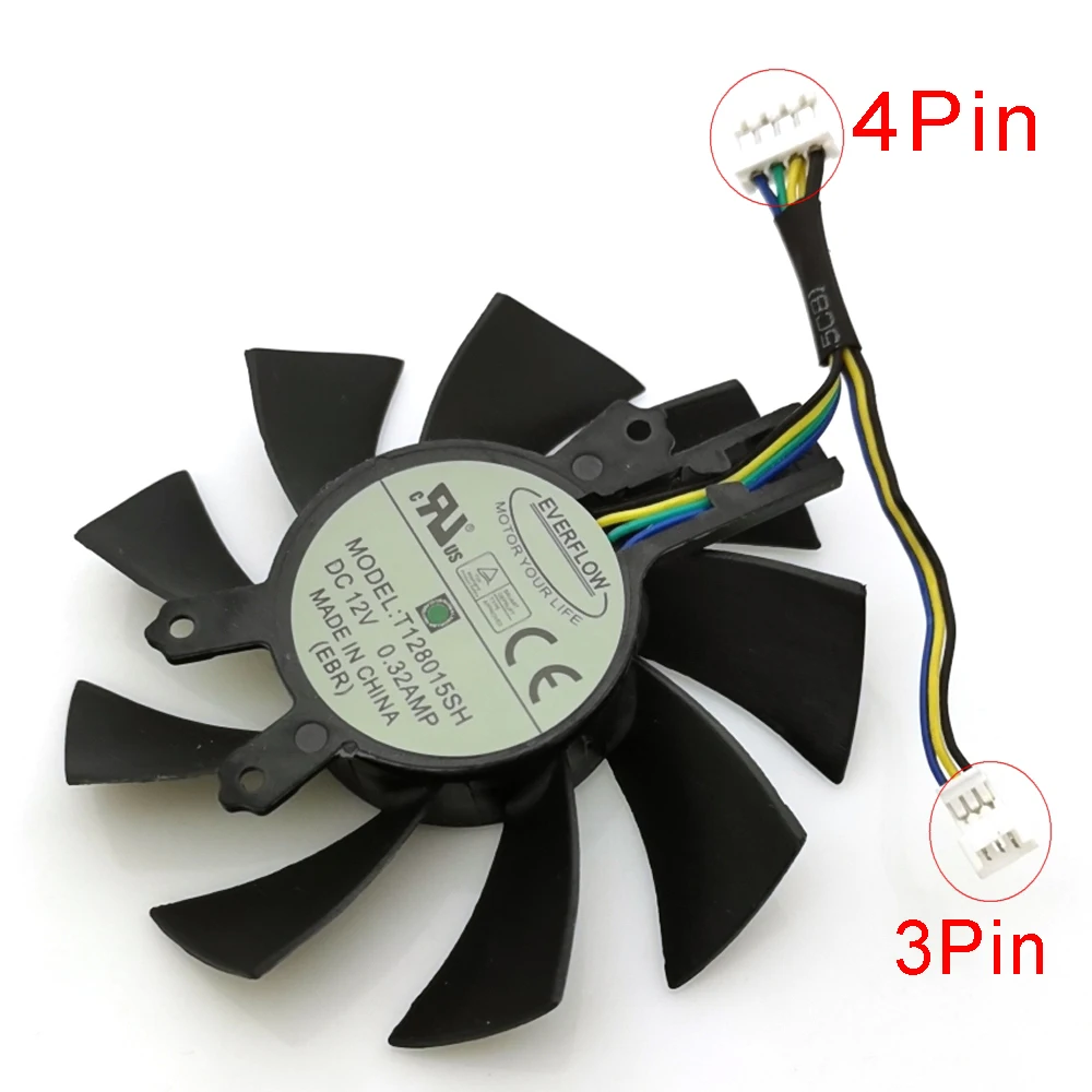 para Hasee Gm50ti Gtx750ti Gtx950 Gtx960 Gráficos Placa de Vídeo Vga Ventilador T128015sh 75 mm 49*46*17 mm 0.32amp 4pin Ventiladores e resfriadores - Imagem 6