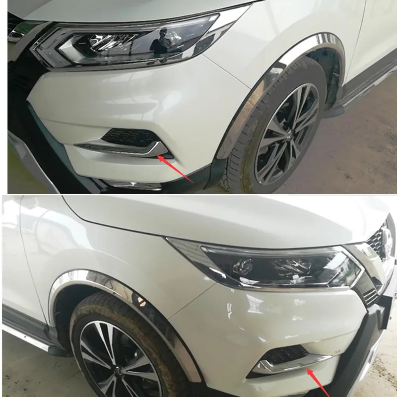 Передние противотуманные фары накладка на веко для бровей Qashqai J11 2019 ABS Chrome / Carbon