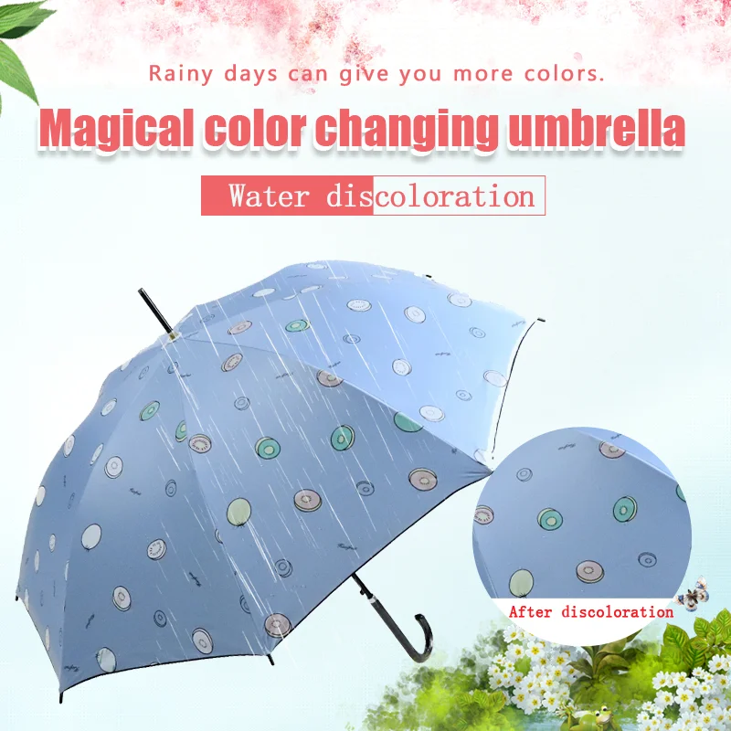 

Long Handle Umbrella Windproof Umbrella Rain Women Color Changing Umbrella Large Umbrella Men's Black Coated 8K Sun Umbrella