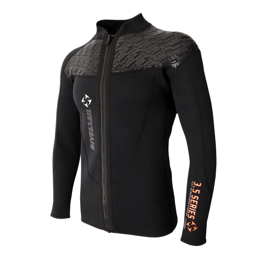 Men 3mm Neoprene Long Sleeve Full Zipper Wetsuit Jacket Diving Swim Surf Top Wetsuit Jacket 