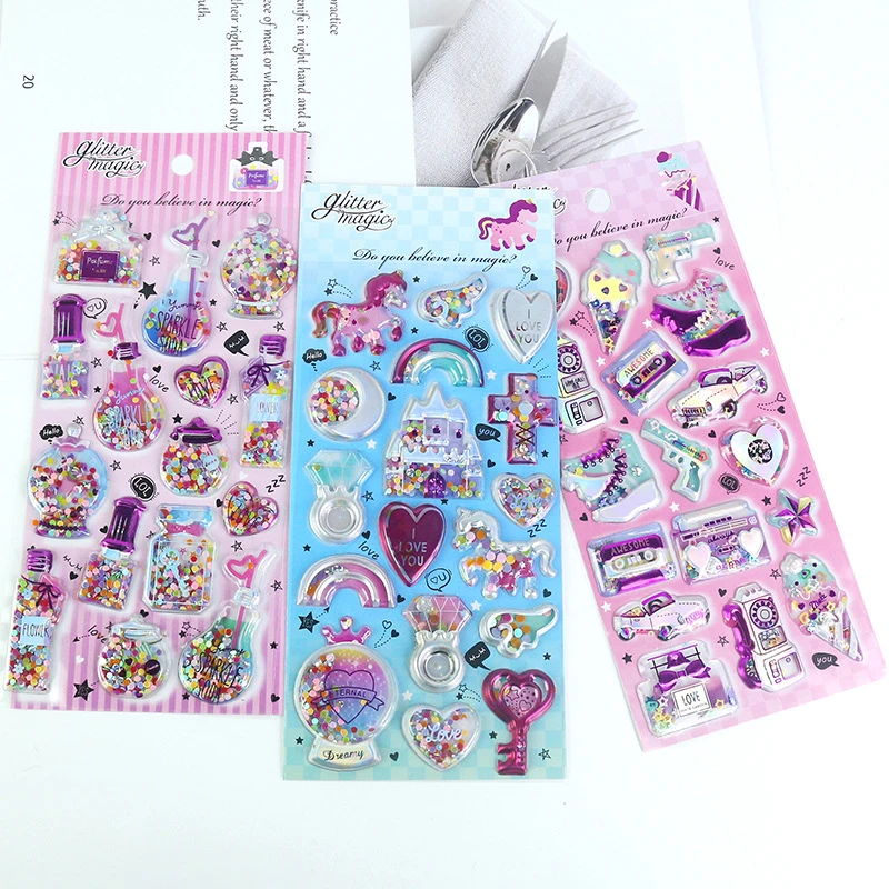 Fashion Princess Glitter Stickers Shiny Bling Sequin Quicksand