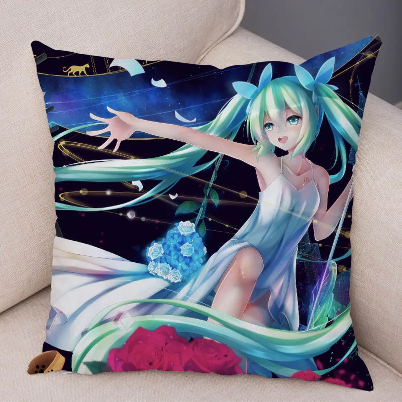 Милая Музыка Девушка VOCALOIDCushion чехол для дивана домашние подушки в автомобиль Чехлы 45x45 см Декор Hatsune Подушка «Мику Хацунэ» наволочка с мультяшным принтом - Цвет: 15