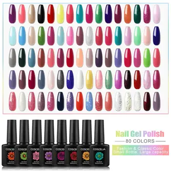 

COSCELIA 80 Colors 10ml Gel Nail Polish Semi Permanent Soak Off Nail Gel Varnish UV LED Top Base Coat Manicure For Nail Art