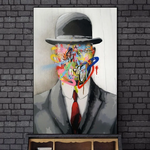 Abstract Street Art Graffiti Magritte Painting Printed on Canvas 2