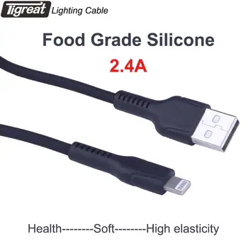 

Silicon Lighting Cable Fast Charging USB Data Cable for Iphone mfi 4 5s 6 7 8 8plus ipaid Quick Charge Cord 2.4A 1M Charger Wire