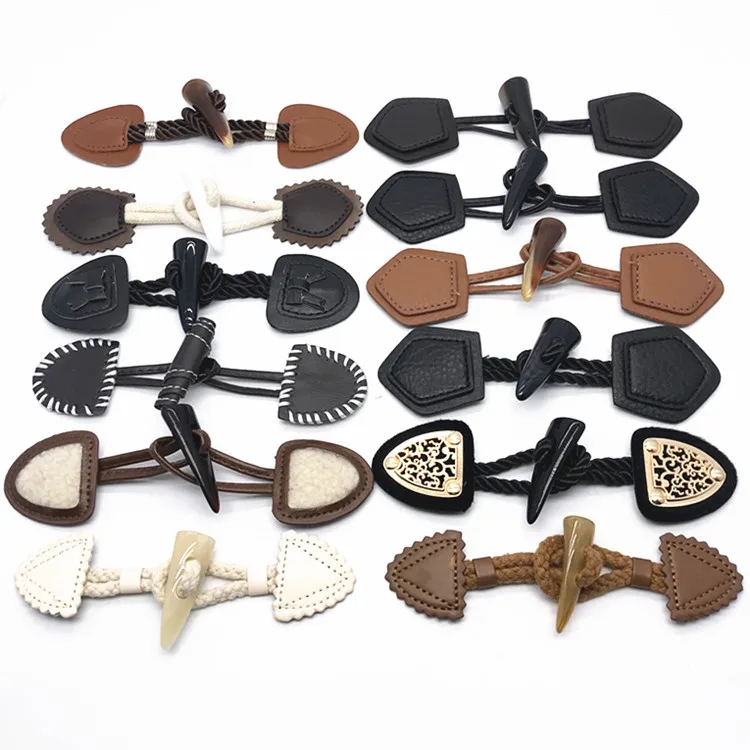 Leather Horn Toggle Button, Duffle Coat Jacket Fasteners Toggle With