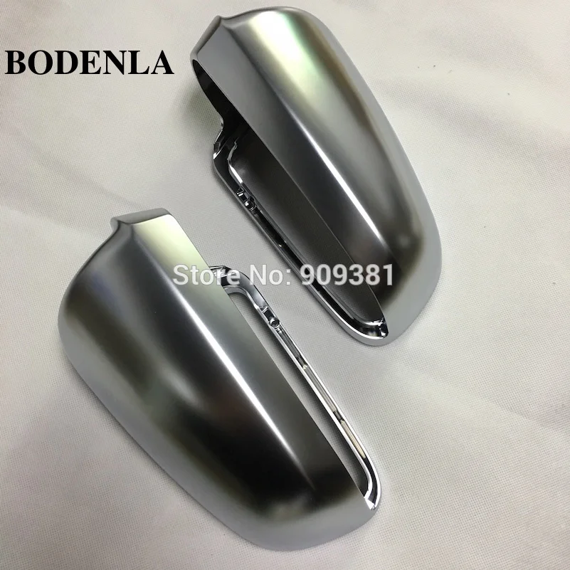 BODENLA Matt Chrome Mirror Cover Rearview Side Mirror Caps S Line For Audi A4 B6 B7 A6 C6 (2003-2007) S4