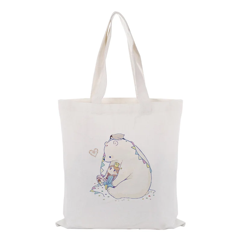 

ILLUSTRATION Daily Use Shopping Bag Custom Print Logo Text DIY Canvas Tote Bag Eco Reusable Recycled Handbag