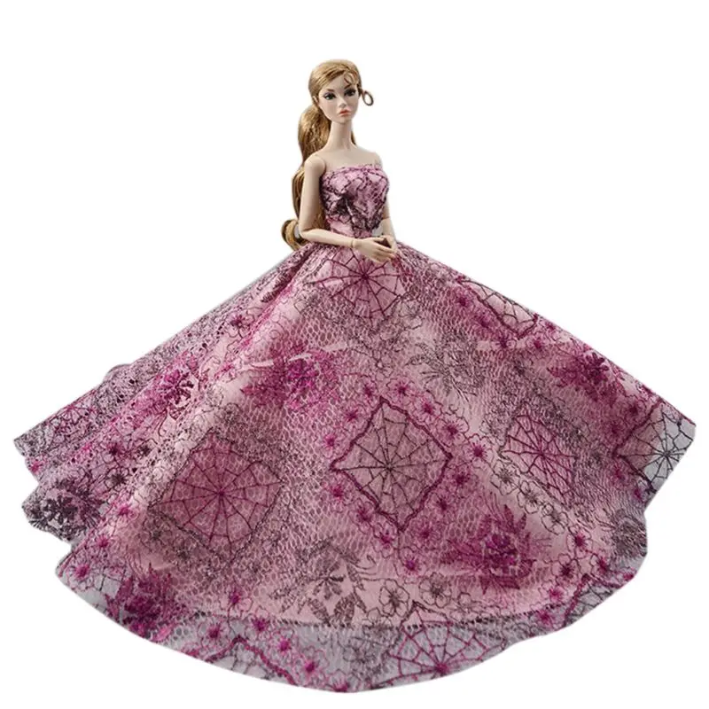 Фиолетовое свадебное платье высокой моды для 11.5in. Одежда для куклы 1/6 - Цвет: Фиолетовый