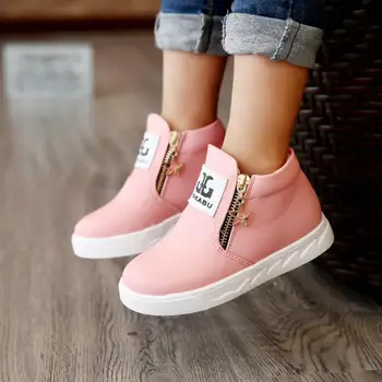 

Girls Martin Boots Shoes For Girls Children Warm Boots Fashion Soft Bottom Boys Girls Boots zipper Kids Sneakers