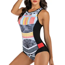 Сексуальный цельный купальник пуш-ап без рукавов на молнии спереди, купальник для женщин, Геометрическая пляжная одежда с принтом, купальный костюм, монокини S~ XXL