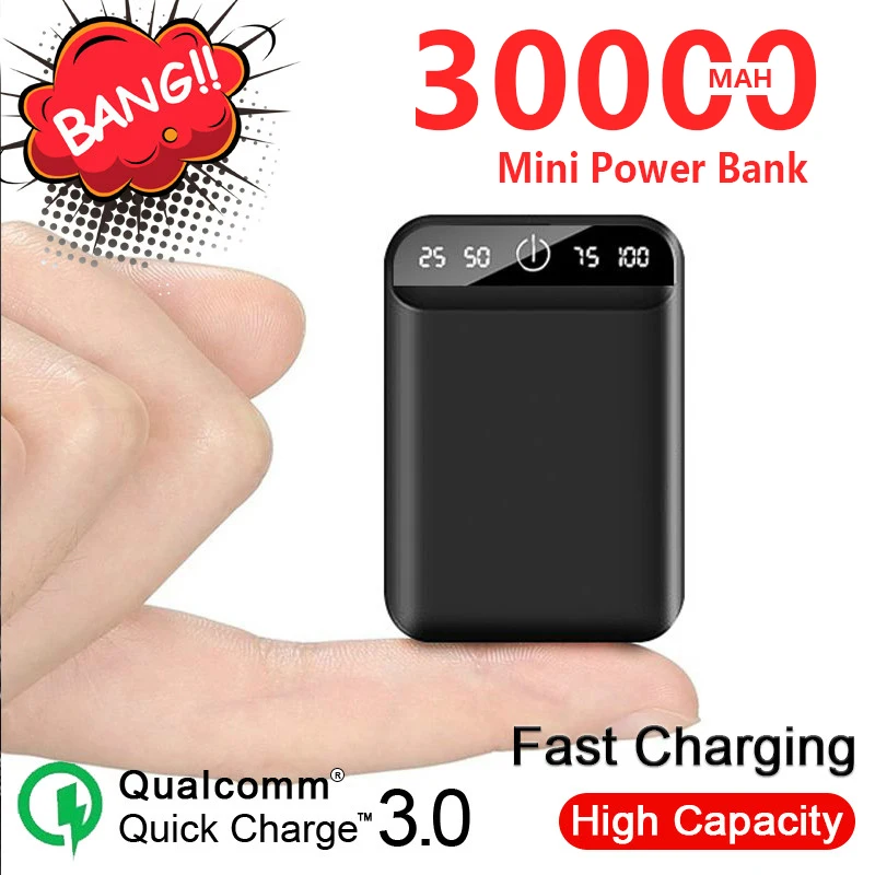 Mini cargador portátil de 30000mAh con puerto USB Dual para exteriores, batería externa de emergencia segura para Iphone y Xiaomi