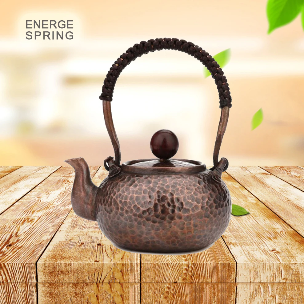 

ENERGE SPRING 300/500 ML Handmade Small Copper Pot Vintage Red Copper Teapot Handle Hammer Point Small Bubble Pot Copper Tea Set