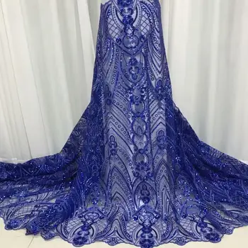 

African Lace chiffon Embroidered Fabric Nigerian Sequins Lace Fabric 2020 High Quality French Tulle Lace Fabric For Women