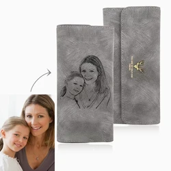 Women Custom Photo Long Wallet Female Engraved Picture Purse Customize Mother's Day Gifts Personalized Birthday Gift for Mom Her