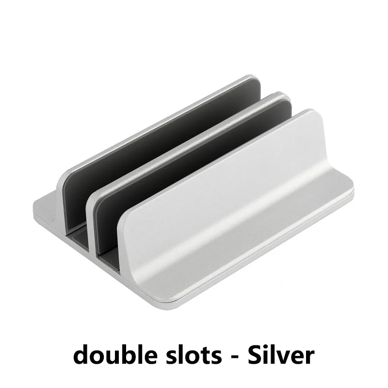 Silver Double Slot Металлический алюминиевый сплав вертикальная подставка-держатель для Mackbook Air Pro Настольный регулируемый ноутбук планшет док-держатель аксессуар - Цвет: Silver Double Slot