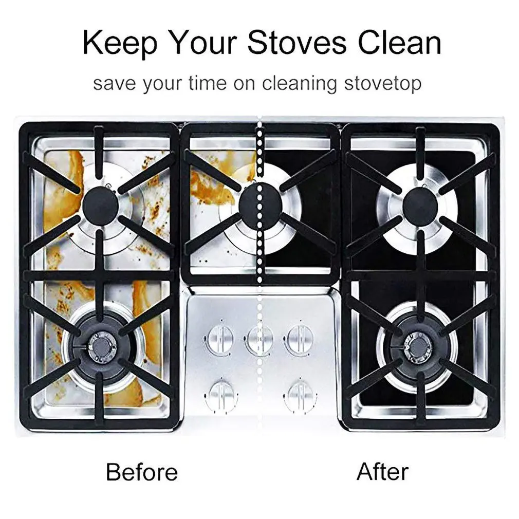 

4/6/8 Piece Teflon Gas Stove Protection Pad Anti-Fouling Oil-Proof Cleaning Pad Food Grade Reusable
