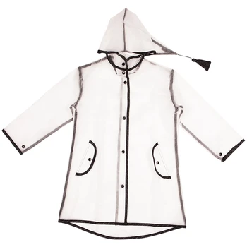 

Children's Hooded Raincoat Lightweight Reusable Waterproof Transparent Fringed Emergency Raincoat