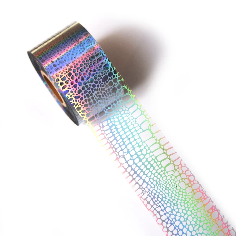 Laser Serpentine Mesh Design Nail Foil 100m Holographic Snake Skin Transfer Foils Sticker Grid Crack Effect Hot Stamping Foil