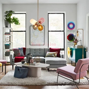 

Hanging Light Fixture Modern Kid Room Multi Color Led Ceiling Pendant Lamp Magic Bean Balloon Glass Nordic Modern Iron E27 AC