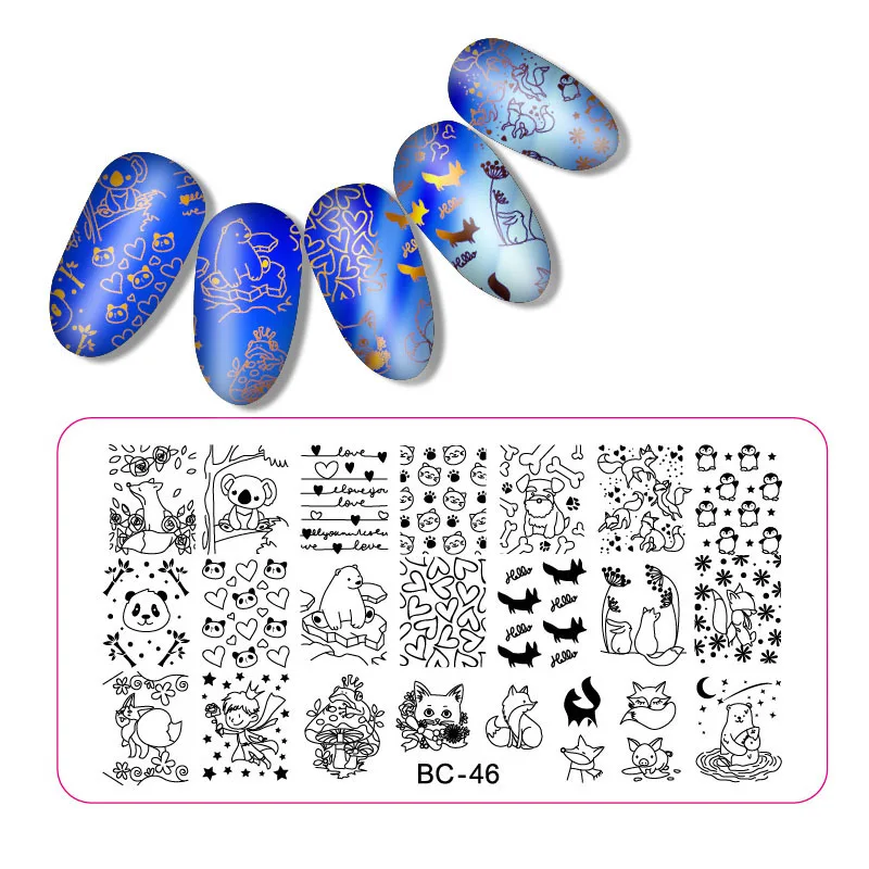 1 шт. абстрактный животный узор штамповка шаблон Геометрическая линия дизайн 6*12 см пластины для ногтей принтер ногтей изображения пластины - Цвет: BC46