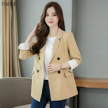 Ladies jacket high quality 2020 new spring and autumn loose double-breasted ladies blazer Feminine casual small suit