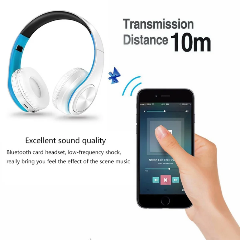 Стерео аудио Mp3 Bluetooth гарнитура складные беспроводные наушники Поддержка sd-карты с микрофоном