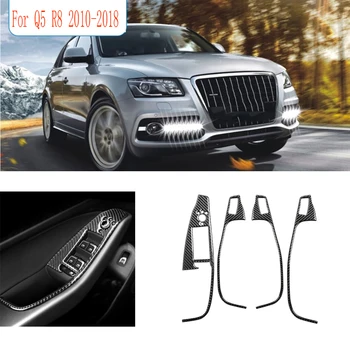 

4 Pcs/set Carbon Fiber Door Interior Handle Strip Armrest Lifting Panel Cover Replacement for Q5 R8 2010-2018