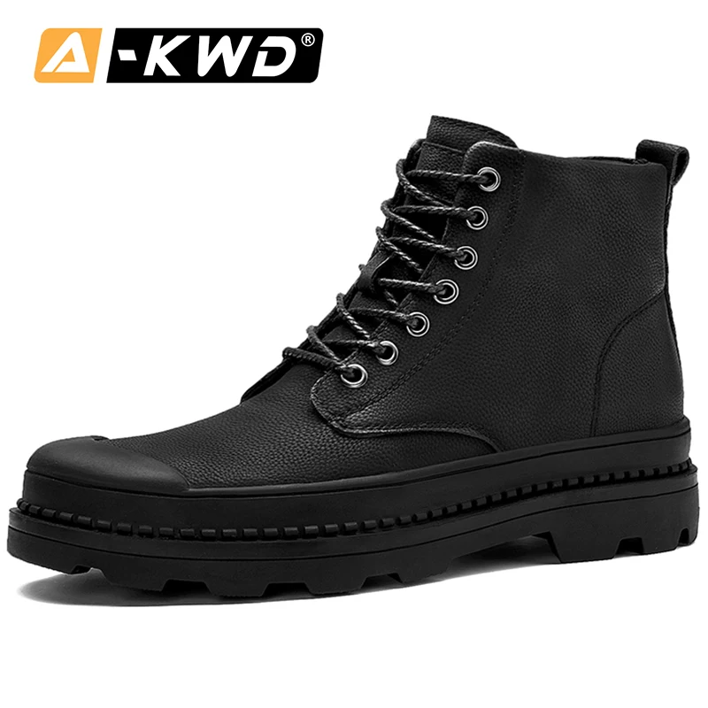 

2019 High Top Fur Men Winter Boots 38-44 Outdoor Single Platform Boots Chaussure Securite Homme Black Keep Warm Winter Men Shoes